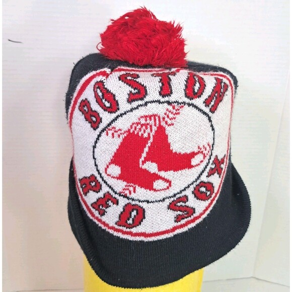 Boston Red Sox Beanie Hat Toboggan Winter New Era MLB Baseball Warm Knitted Pom - Picture 2 of 5